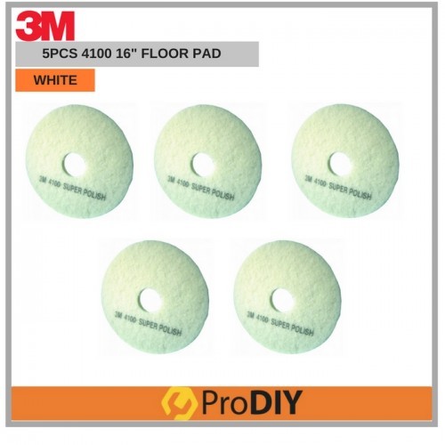 3M 4100 16" White Cleaning Floor Care Pad Polisher Polishing Machine Use 5Pcs