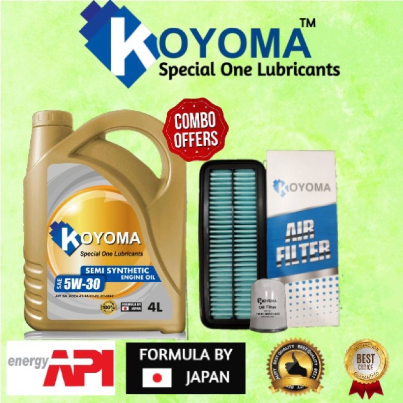 Perodua myvi & alza air filter + oil filter + koyoma 5w30 semi synthetic engine oil BeeCost