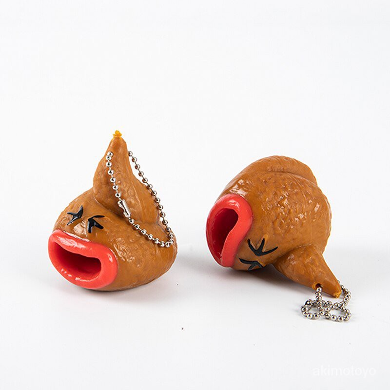 zDaL ♈1pcs Funny Poop Keychains Emoticon Toy Pop Out Tongues Novelty