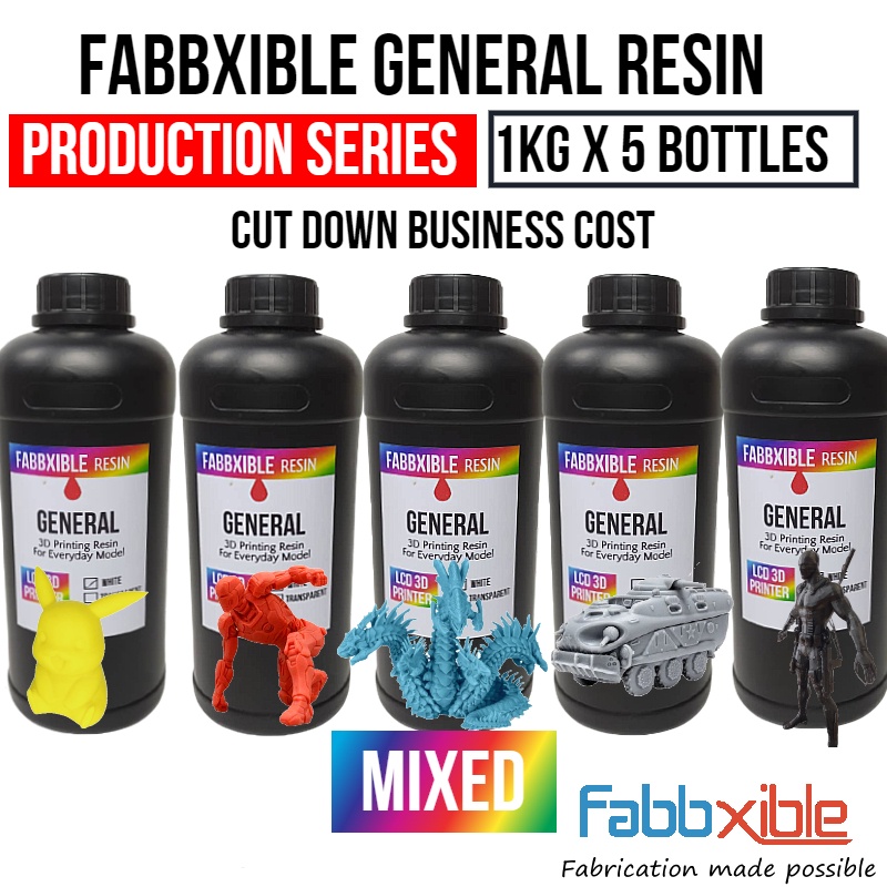 Fabbxible General Photosensitive UV Resin 5kg for Business (1kg x 5 Bottles)