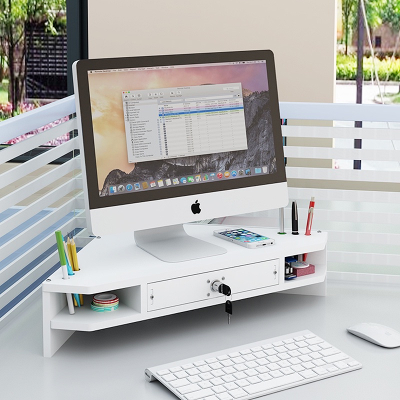 Office corner desktop computer monitor screen height extender stand