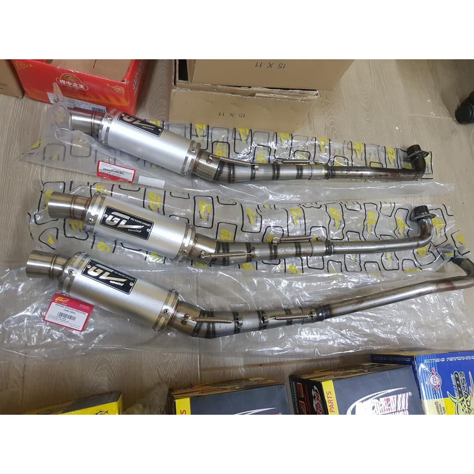 Ekzos Gl Racing Kriss100 Dan Kriss110 Tabung Pendek Super One Open Chamber Exhaust Silver Original Gl Racing Bunyi Padu Shopee Malaysia