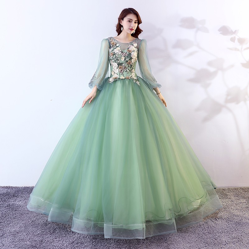 green long gown dress