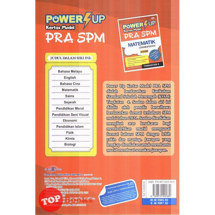 Buy [TOPBOOKS Cemerlang] Power Up Kertas Model Pra SPM Matematik