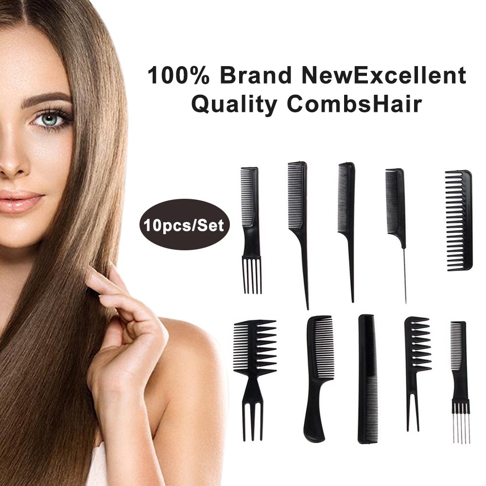 10 piece Hair Styling Comb Set Professional Black Hairdressing Brush  Barbers | Shopee Malaysia