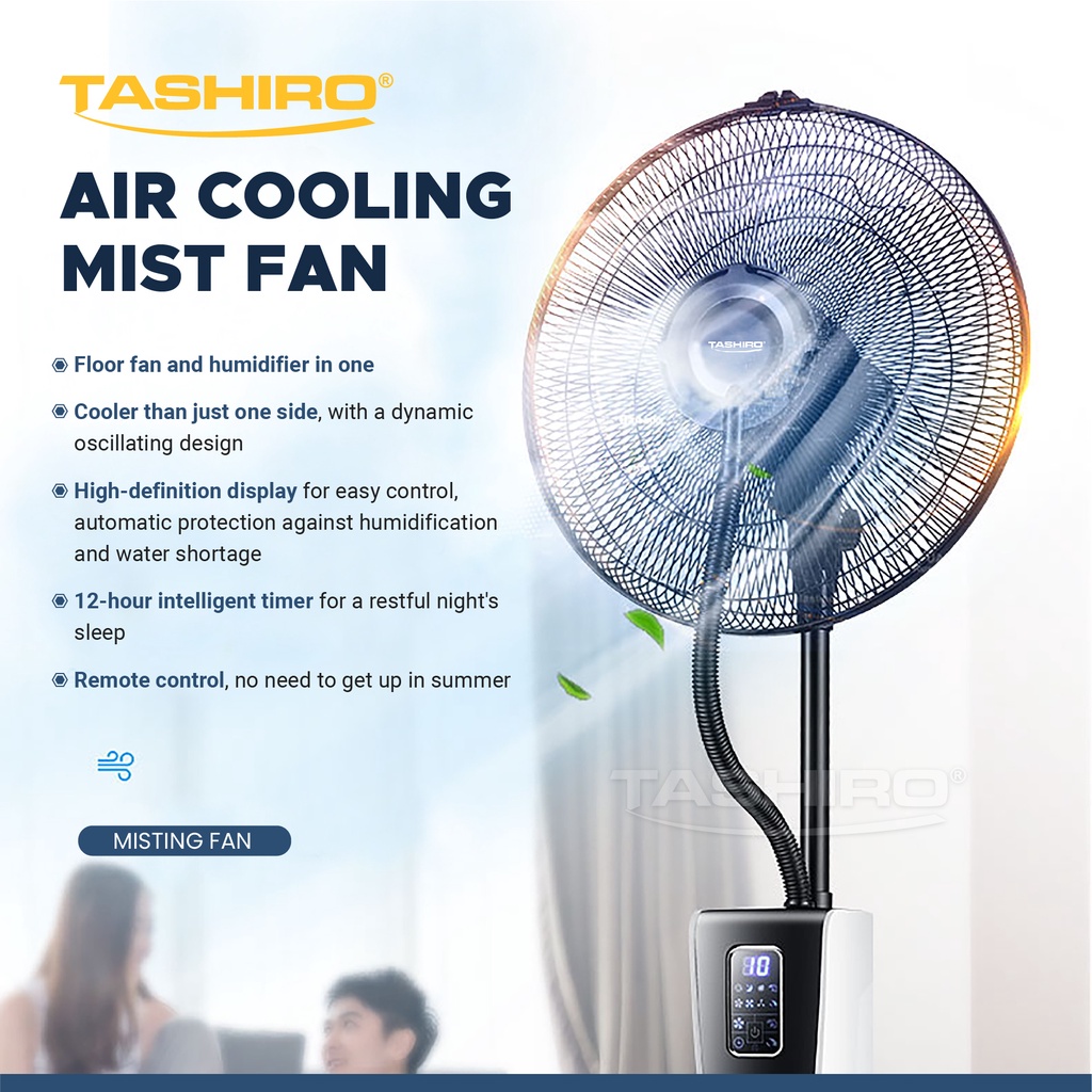 TASHIRO Misting Fan Cooling Air Ion Ultra Strong Floor Stand Fan