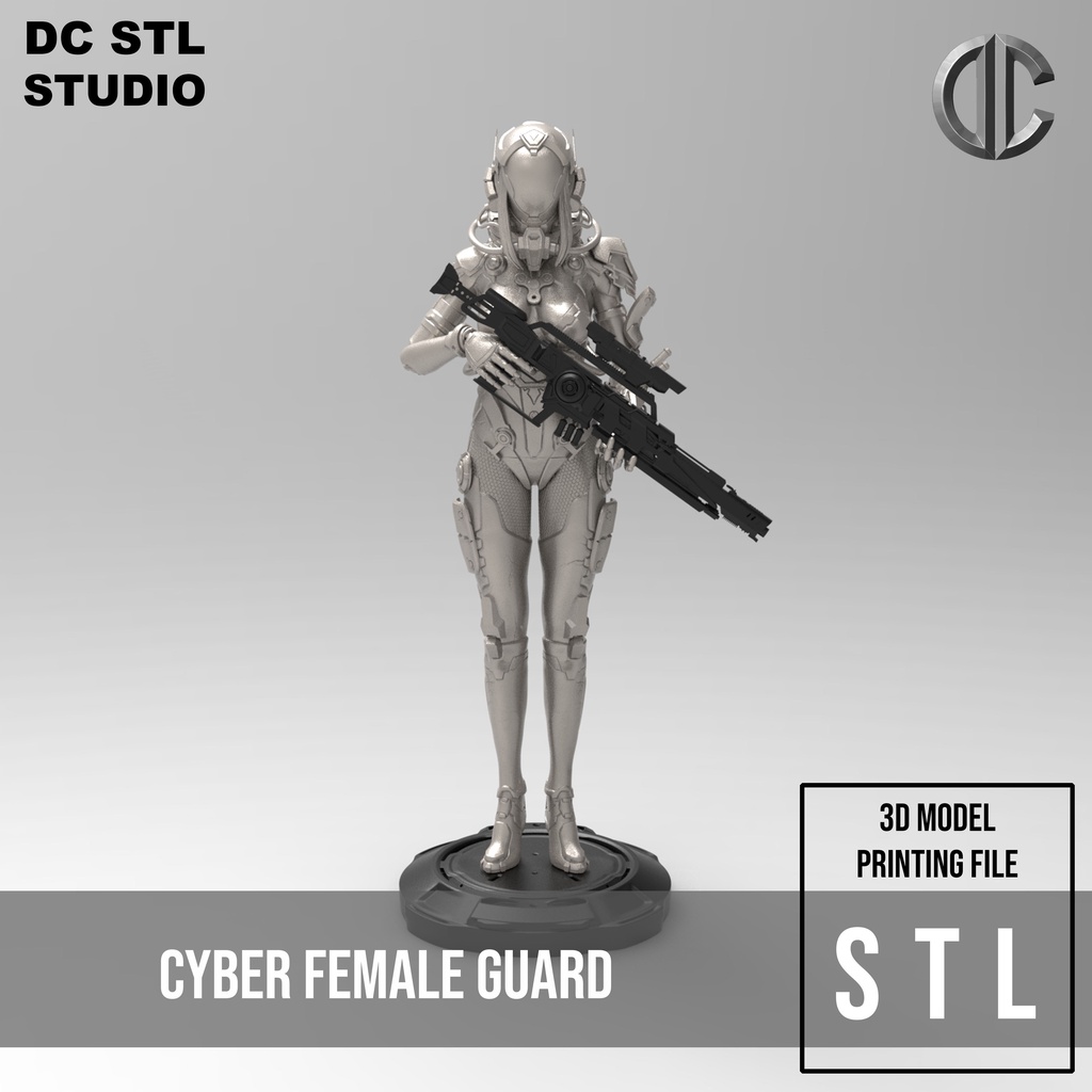 A302 - Cyber character design, Sci Fi female police statue, STL 3D model design print download file