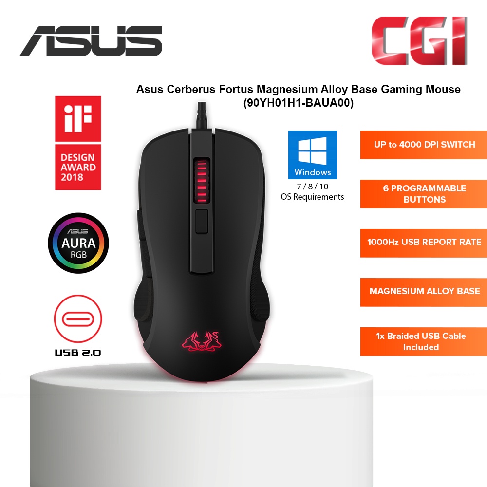 Asus Cerberus Fortus Magnesium Alloy Base Gaming Mouse (90YH01H1BAUA00