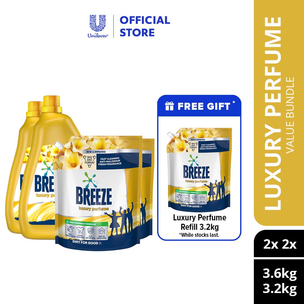 Breeze Detergent Liquid Luxury Perfume 3.6kg x 2 + Breeze liquid refill