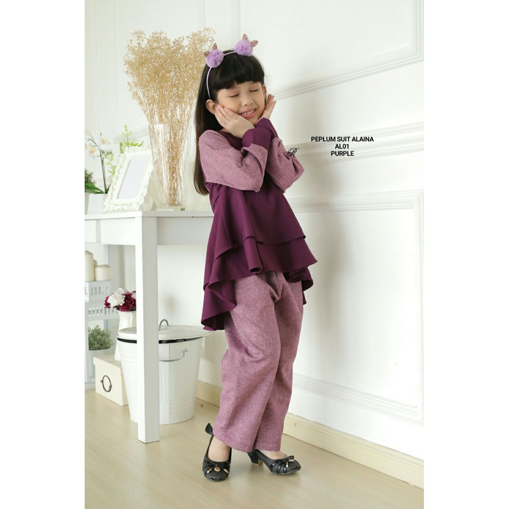 SUIT PEPLUM ALAINA Set Baju  Seluar Kanak2 Budak 