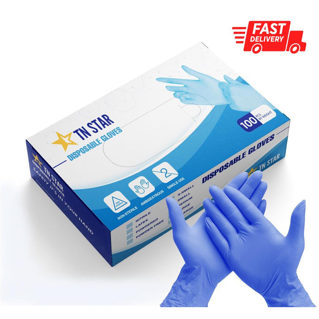 Nitrile Examination Gloves  Powder Free 50/100pcs per box (READY STOCK)