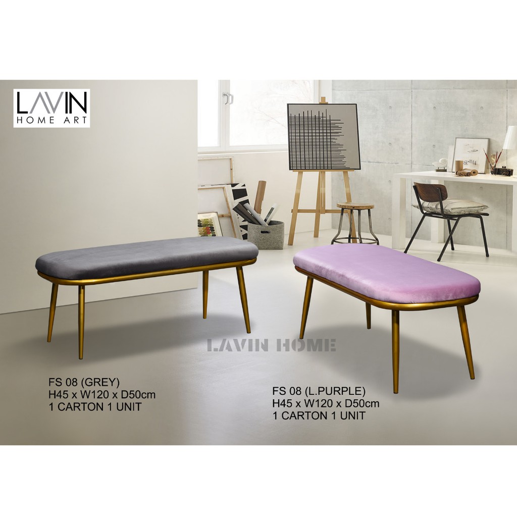 Ready Stock Free Shipping Lavin Gold Bench Fs 08 Light Purple Grey Hallway Bedroom Living Room Shopee Malaysia