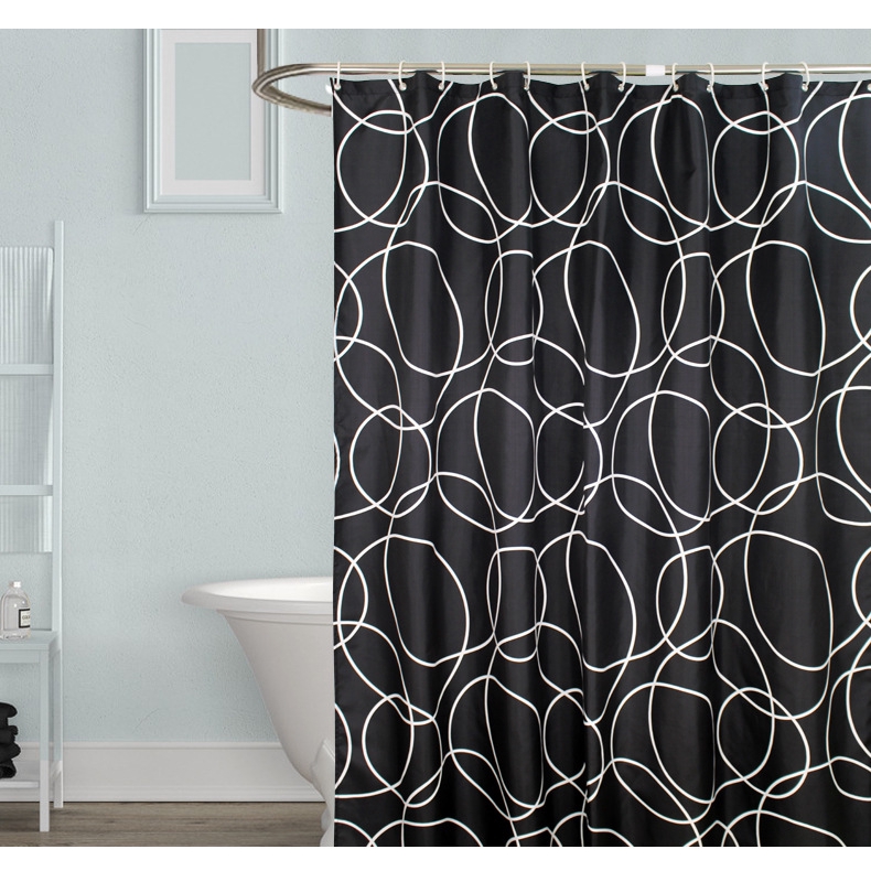 Jarlhome Jarlbc044 Black Circles Shower Curtain Hotel Waterproof
