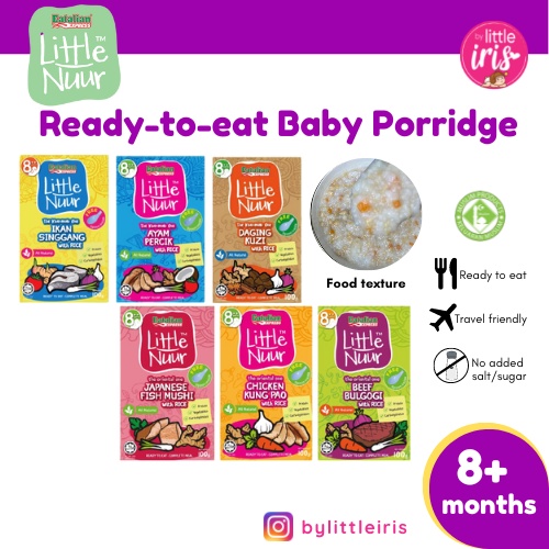 EATALIAN EXPRESS LITTLE NUUR Instant Ready to Eat Natural Baby Porridge . Bubur Segera Bayi