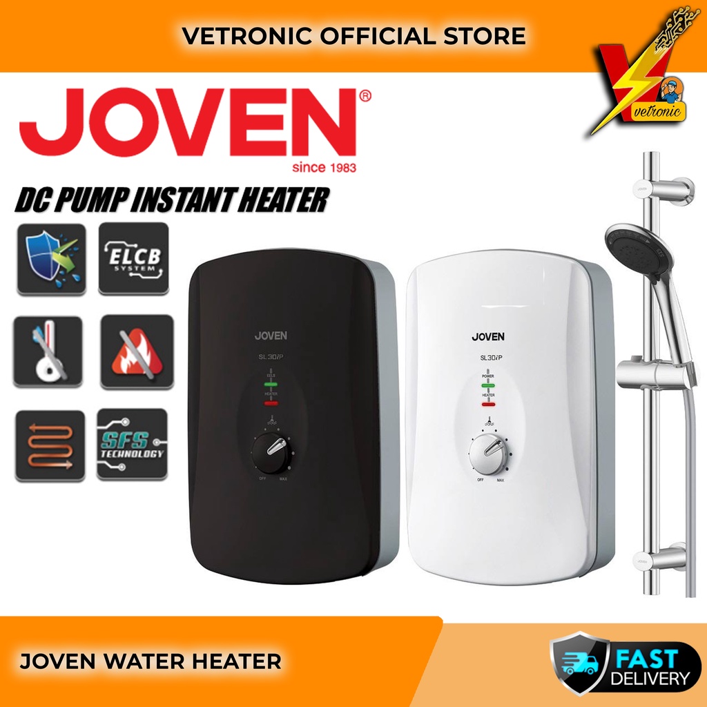 Joven Inverter Water Heater With Pump ELCB Surge Protector SL30iP SL30e Black White Shopee