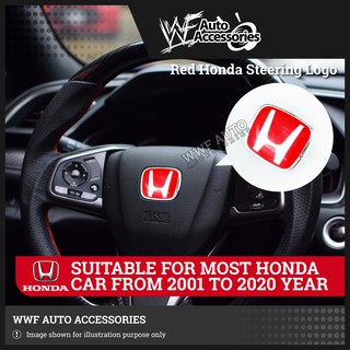 Honda Steering Red u0026 Black Emblem / H Red Logo 2001 to 2022 ( Type 