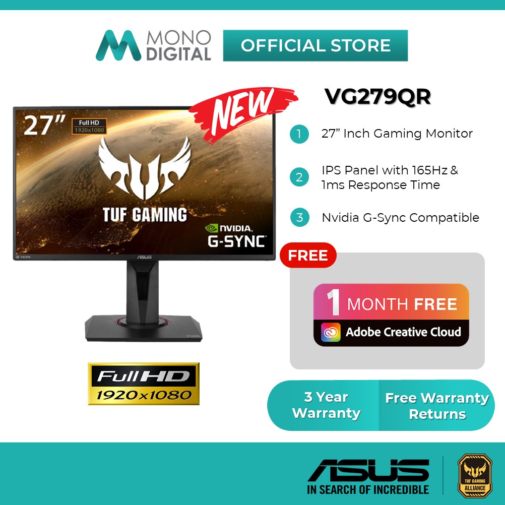 Asus TUF Gaming VG279QR 27" Inch Gaming Monitor w/ FULL HD, Nvidia G ...