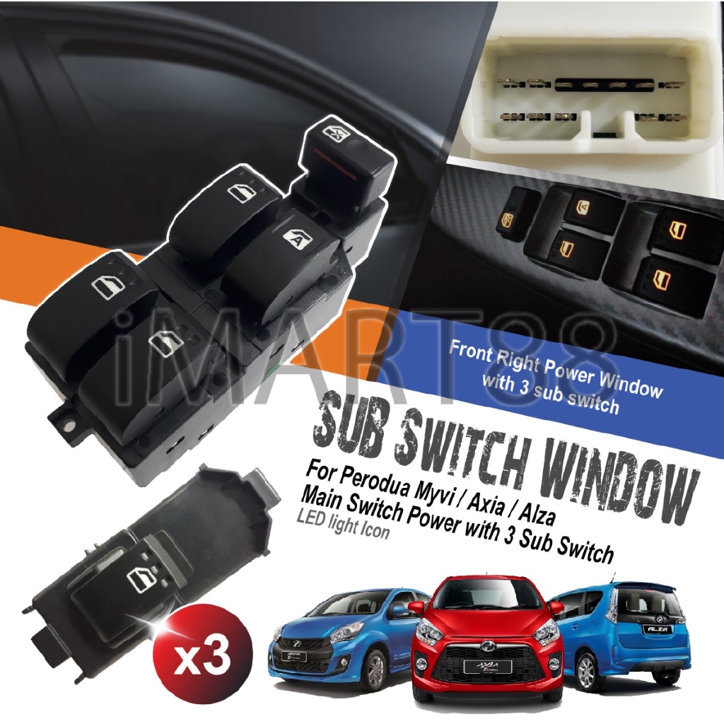 Original Perodua Myvi Viva Alza Lagi Best Icon Main Power Window Switch
