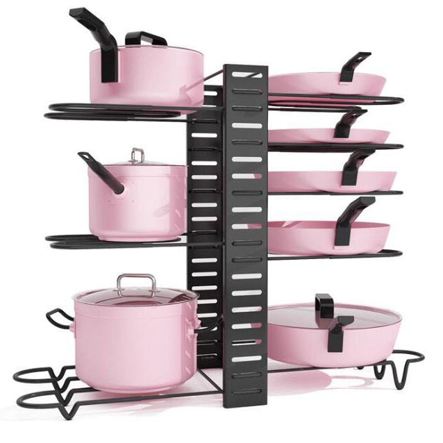 Pot Rack  8 Tiers Pots and Pans Organizers Adjustable Pot 