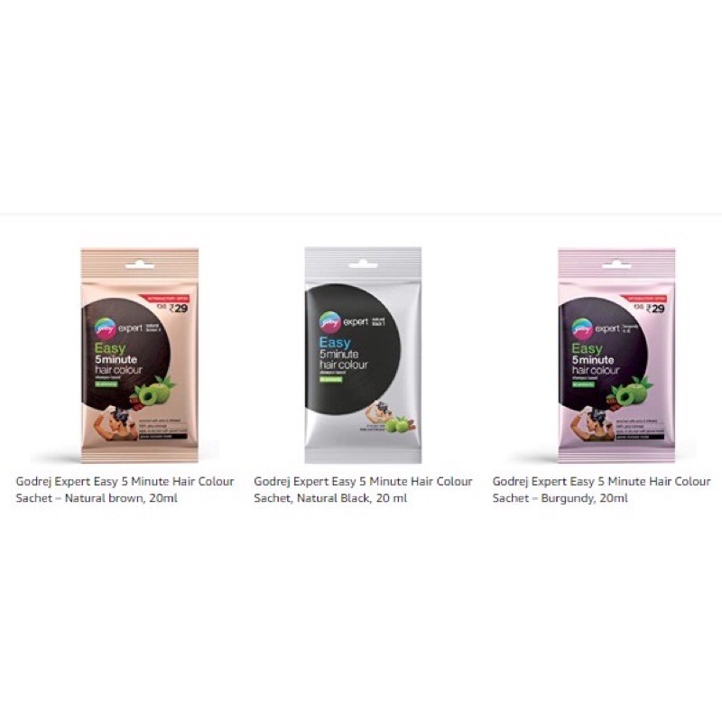 NEW Godrej Expert Easy 5 Minute Shampoo Hair Colour Natural  Black/Burgundy/Natural Brown 20ml | Shopee Malaysia