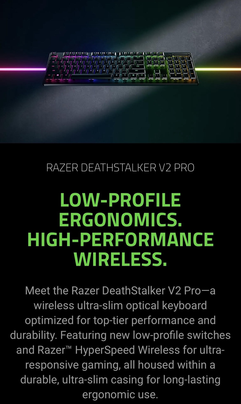 Razer DeathStalker V2 Pro Full Size Wireless Optical Linear Switch