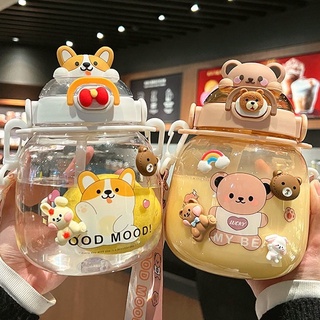 1300ml Straw Cup Large-Capacity Student Kettle Cute Portable Bear Big ...