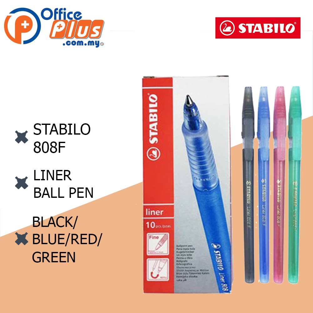 Stabilo liner 808F 0.7mm Fine Ball Pen in Box x 10 pcs RED