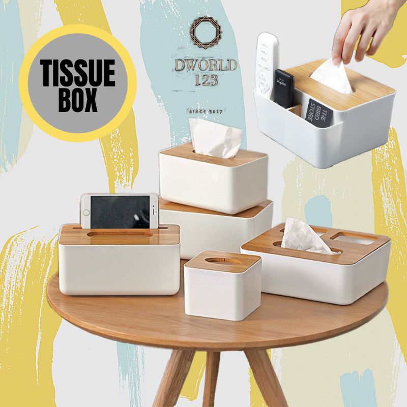 Nordic Tissue Box Oak Wood Muji Style Car Tissue Storage Remote Control