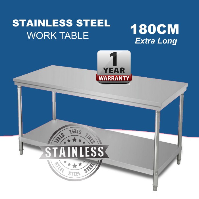 180cm Extra Long 6 Feet Stainless Steel Work Table Meja Dapur Panjang Shopee Malaysia