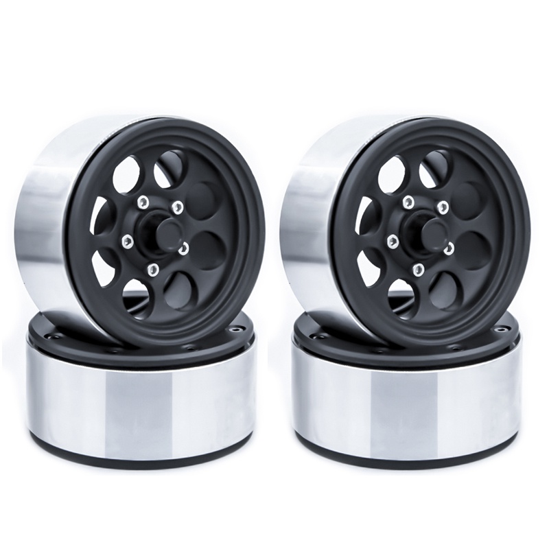 Silver Aluminum Alloy 1.9 Beadlock Wheels Rims for 1/10 RC Crawler Axial SCX10 SCX10 II 90046 SCX10 III AXI03007 TRX4 D90 4Pcs/Set 