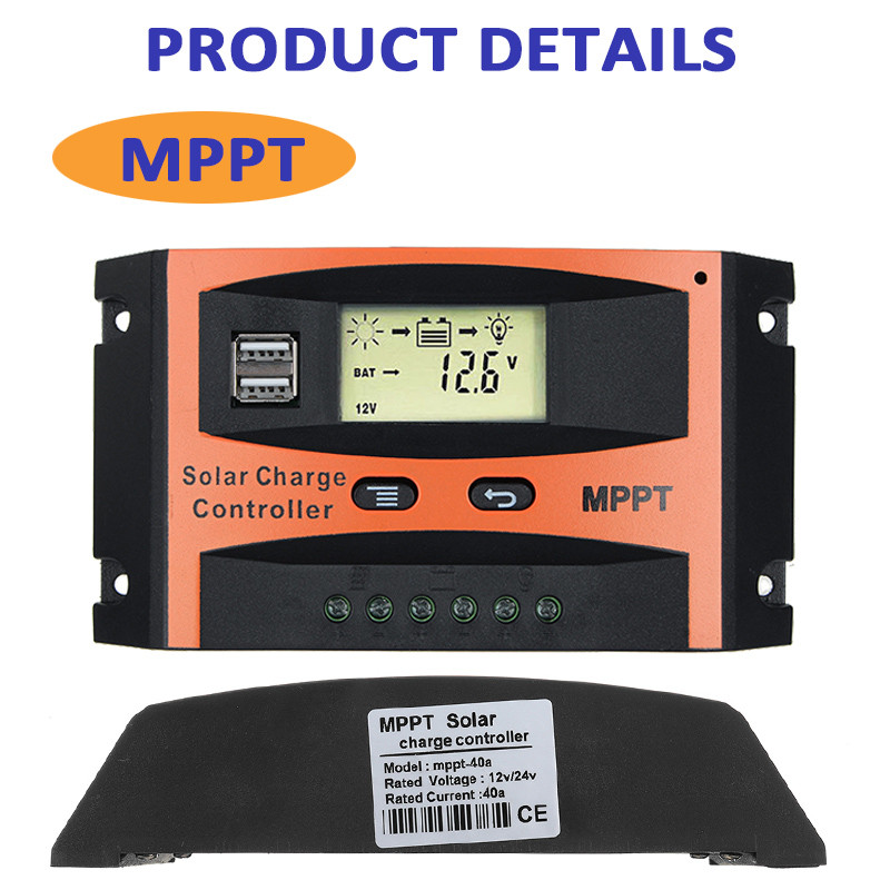 Mppt 30a 40a 50a 60a 12v 24v Auto Solar Charge Controller Dual Usb Lcd Display Controllers Solar Cell Panel Regulator Shopee Malaysia