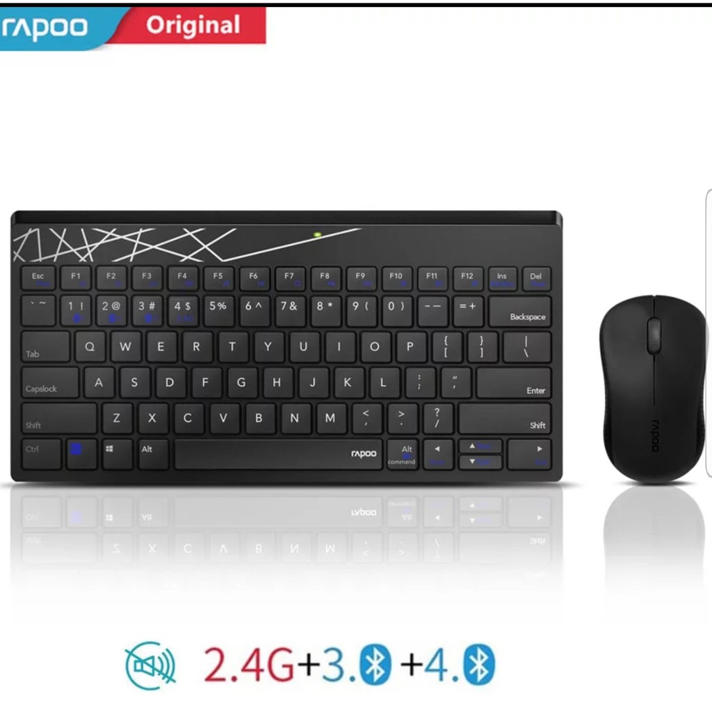 Rapoo 8000GT MultiMode Bluetooth/Wireless Keyboard Combo White