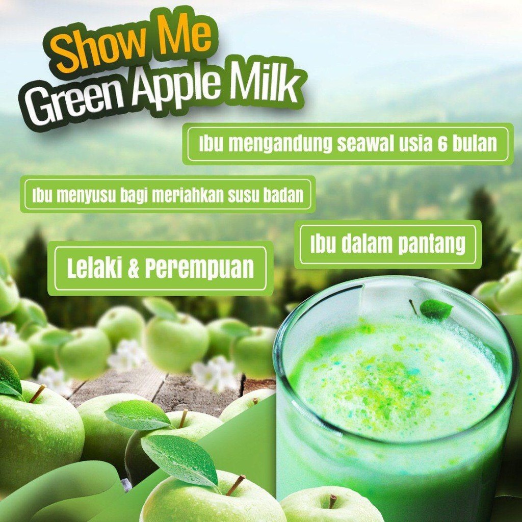 Showme Apple Green Milk 10sachet Packing Baru Shopee Malaysia