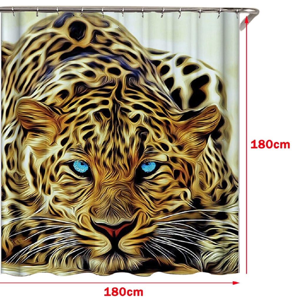 Digital Printing Blue Eyes Cheetah Shower Curtains Bath Curtain