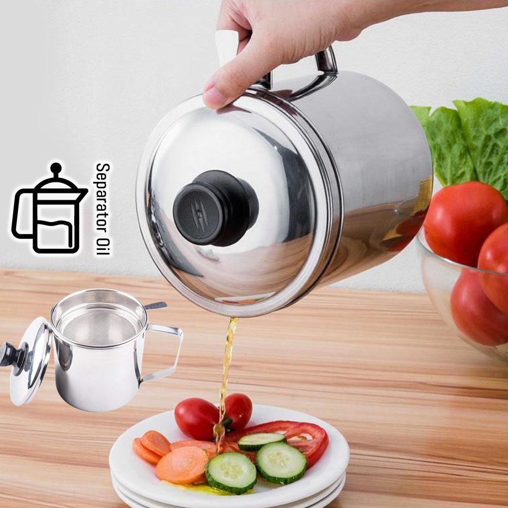 oil filter pot Oil Pot for kitchen 1.8L Stainless Steel Filter