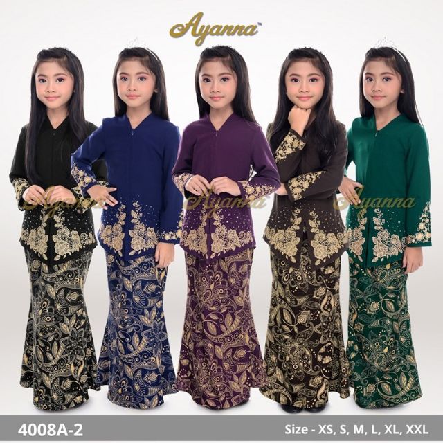  Baju  Kurung  Kebaya  Budak  Aleah 4008A 2 XS XXL Baju  Raya 