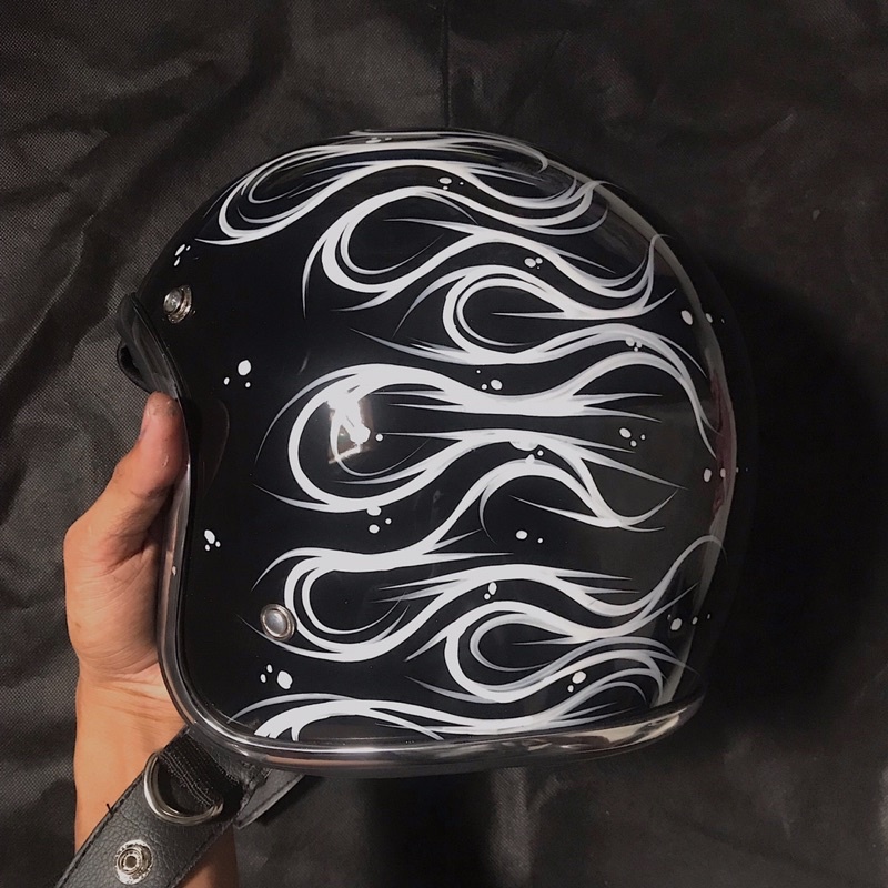 Slimhead 500TX Crazy Riot Flames Chopper Bobber Helmet Shopee Malaysia
