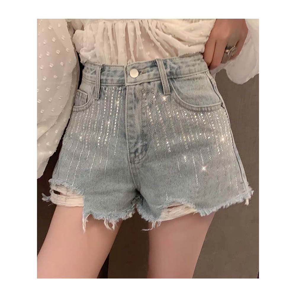 diamond denim shorts
