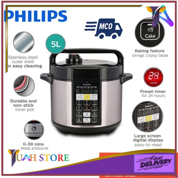 Philips Electric Pressure Cooker HD2136 HD2136/60 5.0L with Baking Feature