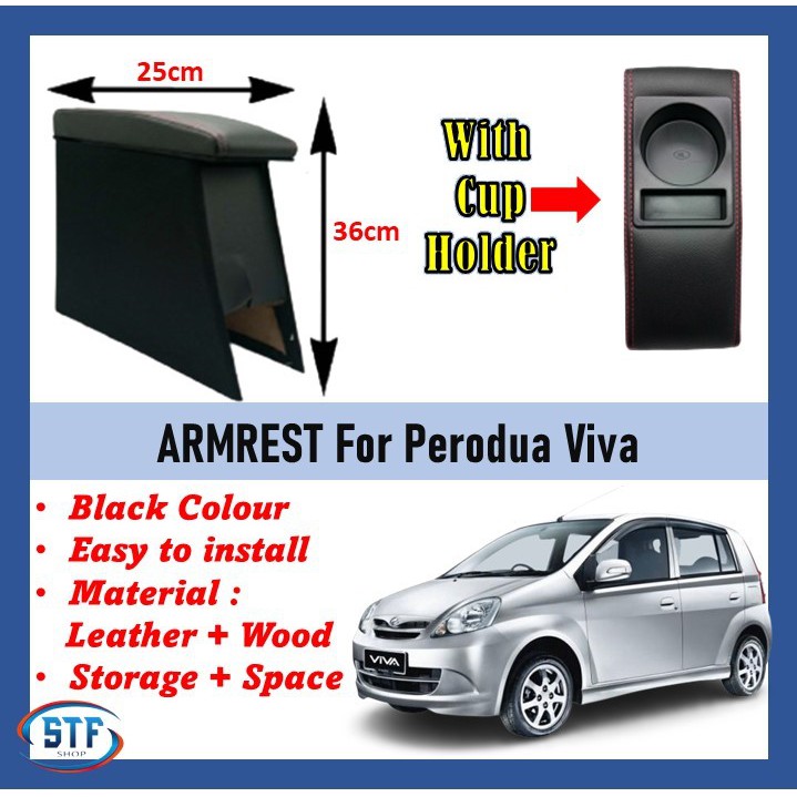 Perodua Viva Armrest Box With Drink Holder Pvc Red Line Shopee Malaysia