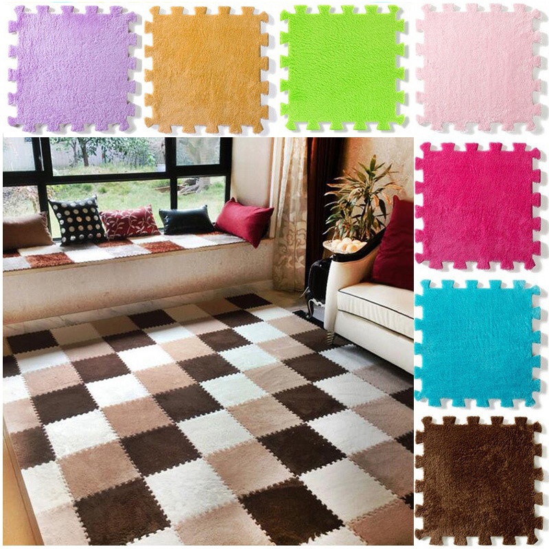 4pcs 30 30cm Kids Carpet Foam Eva Shaggy Velvet Baby Floor Puzzle