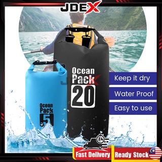 JDEX Dry Bag Waterproof Ocean Pack (3L/5L/10L/15L/20L) Water Proof Bag Swimming Camping Beg Kalis Air Fishing Outdoor