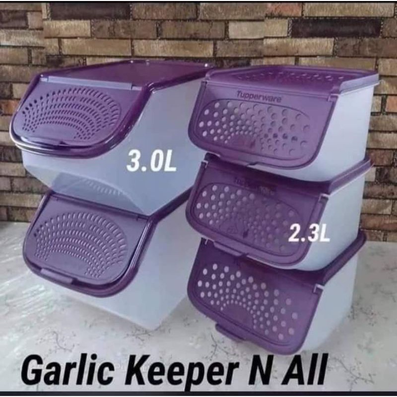 Garlic Keeper n All 3.0L 2.3L Tupperware Brands ungu purple bekas simpan bawang