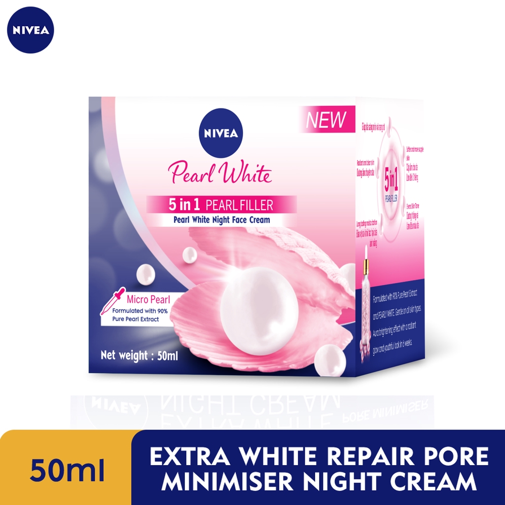 nivea white pearl night serum cream