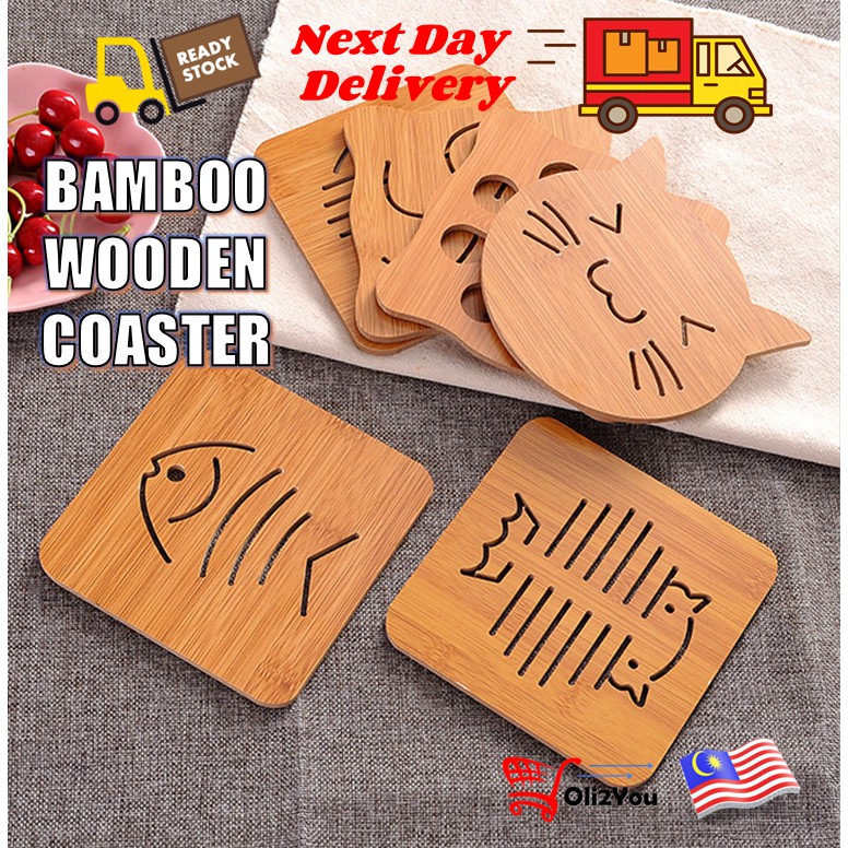 Wooden Coaster Bamboo Pot Holder Bowl Pad Kitchen Hot Plate Holder Non Slip Food Tray