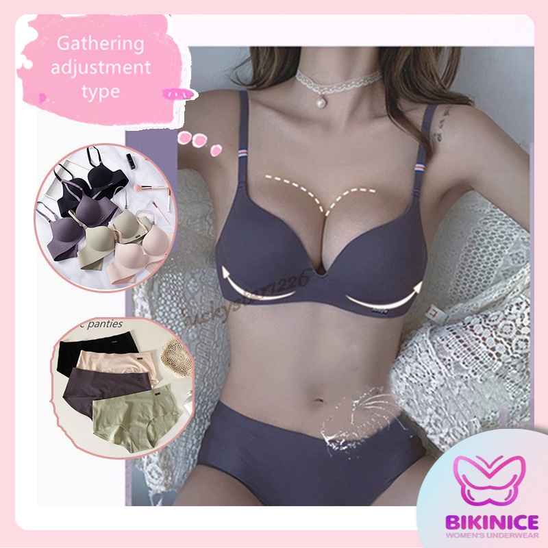 Seamless Gathering Women's Bra Women's Underwear Thin One-piece Gathering Bra 201