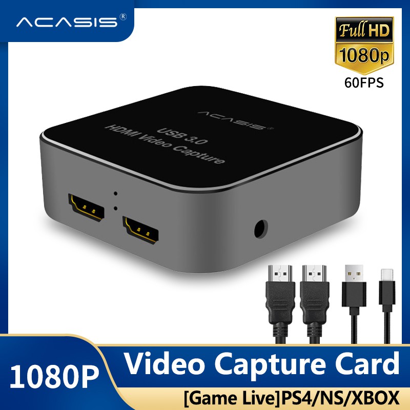 Acasis Hdmi Hd Video Capture Card 4k 30p In Out 1080p 60fps For Game Video Live Stream Shopee Malaysia