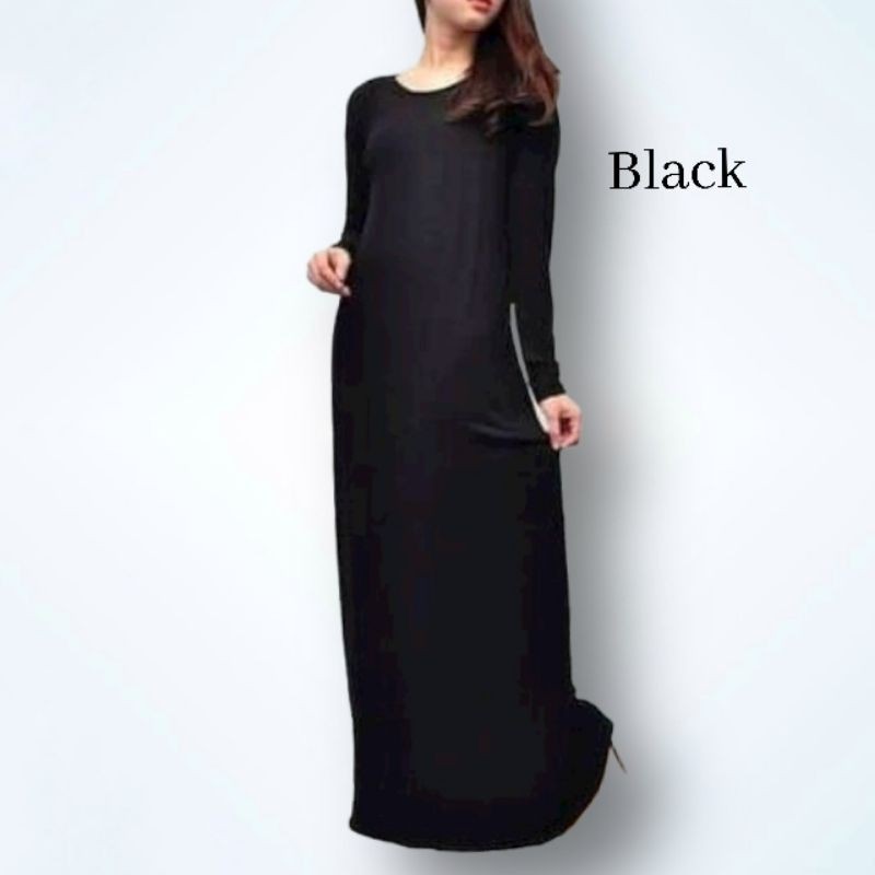 Inner Baju Labuh Inner Jubah Hitam Putih Black White Long Dress Inner ...
