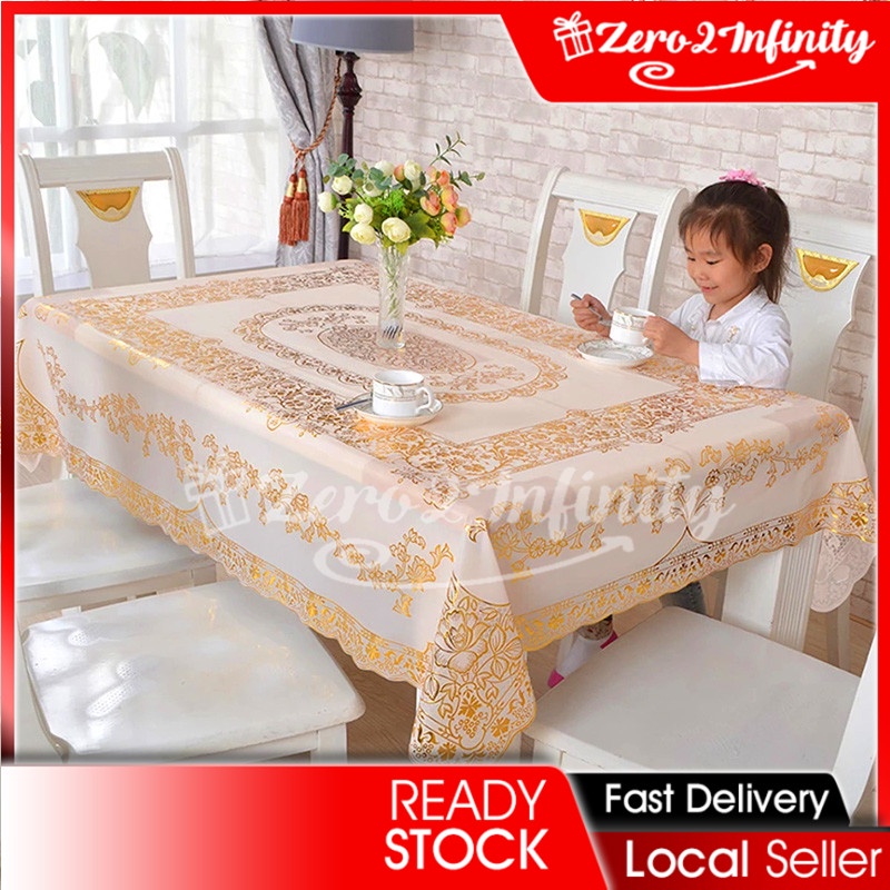 【Z2I】PVC Kitchen Table Cloth Cover Waterproof Oil Proof Protector Tablecloth Dining