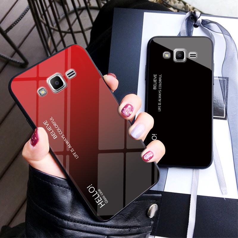 Samsung J2 J5 J7 15 Tempered Glass Phone Case Glass Hard Back Cover Shopee Malaysia